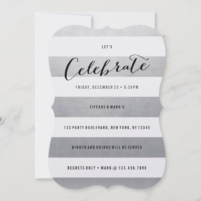 Modern Faux Silver Foil Party-inbjudan Inbjudningar (Framsida)
