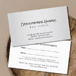 Modern Faux Silver Hair Stylist Möte Tidsbeställning Kort<br><div class="desc">Elegant faux silver-kort för hårstilist,  hårsalon. Minimal design,  du kan matcha den med standardaffärskortet.</div>