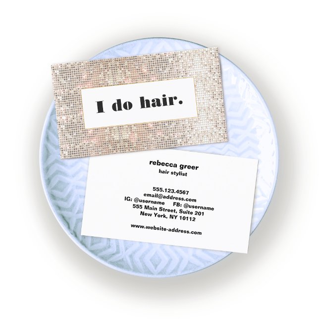 Modern Faux Silver Sequins Hair Stylist Salon Visitkort (Skapare uppladdad)