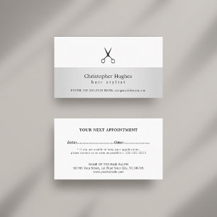 Modern Faux Silver White Hair Stylist Möte Tidsbeställning Kort
