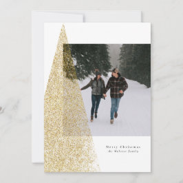 Modern faux träd guld, svart, vit julfoto julkort