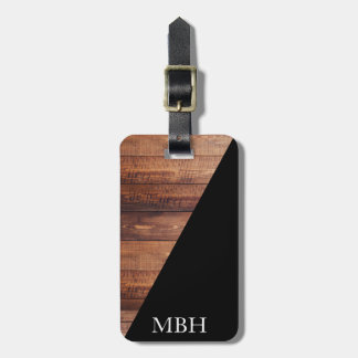 Modern Faux Wood Planks & Black Diagonal Bagagebricka
