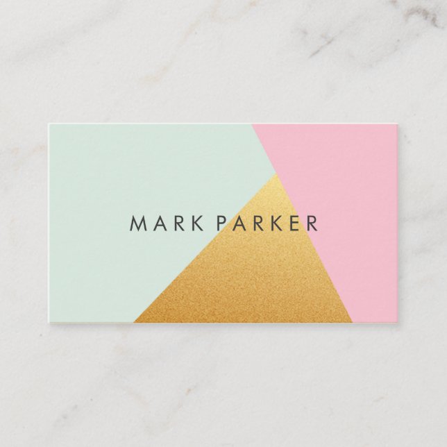 Modern Fauxgrönt, guld- geometriskt kvarter för Visitkort (Framsida)