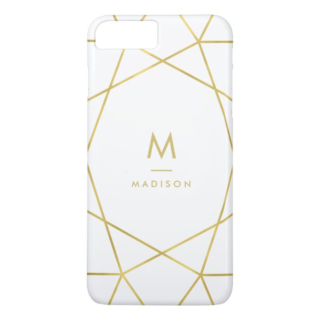 Modern Fauxguld Geometrisk Mönster på Vit Case-Mate iPhone Skal (Baksida)
