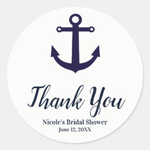 Modern favorit i den blå Eleganten Nautical Anchor Runt Klistermärke