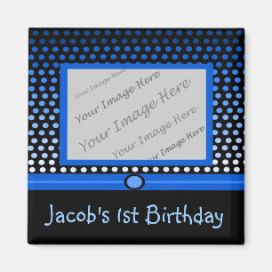 Modern favoritmagnet för Black & Blue Dots Photo P Magnet