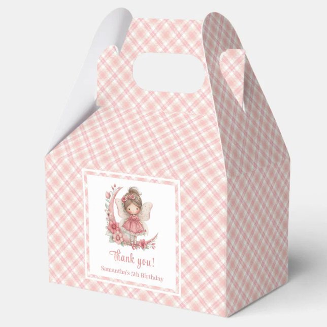 Modern Fe- flicka Rödfärgad Blommig Födelsedagspre Presentaskar (Modern Fairy Girl Blush Floral Birthday Favor Box

)