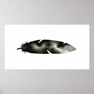 Modern Feather Black White Poster
