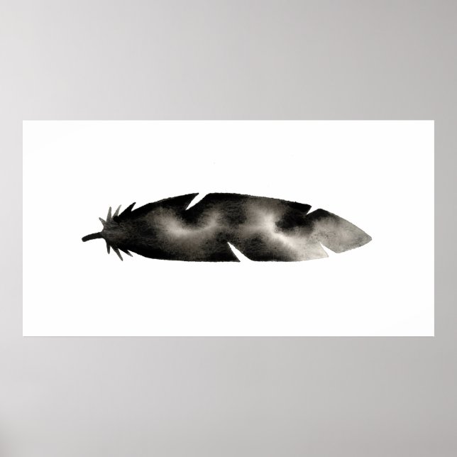Modern Feather Black White Poster (Framsidan)