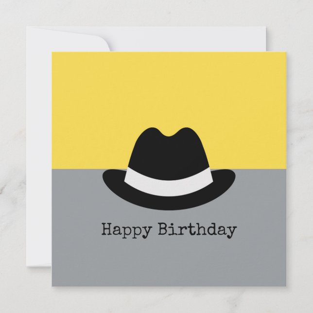 Modern Fedora Colorblock Birthday Kort (Framsida)