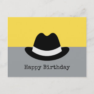 Modern Fedora Colorblock Birthday Vykort