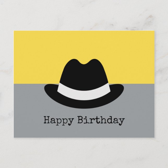 Modern Fedora Colorblock Birthday Vykort (Framsida)