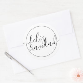 Modern Feliz Navidad Black White jul Runt Klistermärke