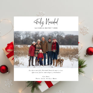 Modern Feliz Navidad Family Photo jul Red Julkort