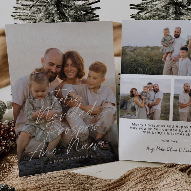 Modern Feliz Navidad Fullt Photo Script jul Julkort (Skapare uppladdad)