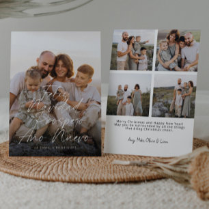 Modern Feliz Navidad Fullt Photo Script jul Julkort