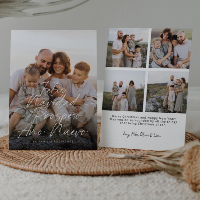 Modern Feliz Navidad Fullt Photo Script jul Julkort (Skapare uppladdad)