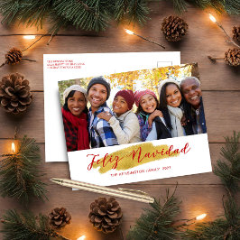Modern Feliz Navidad Gold Foil Swash Helgdag Photo Helg Vykort