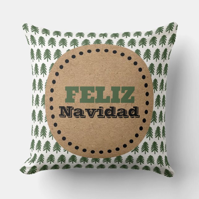 Modern Feliz Navidad Julgran Kudde (Framsida)