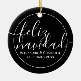 Modern Feliz Navidad - minimalistiskt julfoto Julgransprydnad Keramik