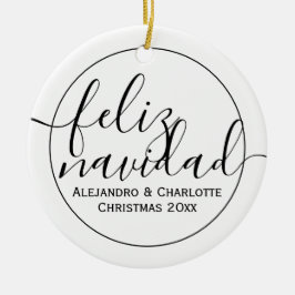 Modern Feliz Navidad - minimalistiskt julfoto Julgransprydnad Keramik