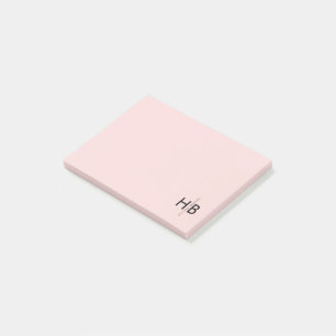 Modern feminin Rosa & svart, första monogram Post-it Block