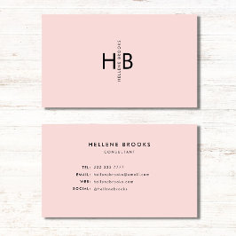 Modern feminin Rosa & svart, första Namn-monogram Visitkort