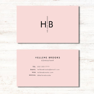 Modern feminin Rosa & svart, första Namn-monogram Visitkort