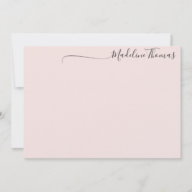 Modern Feminine Black Rosa Script Calligraphy namn Anteckningskort (Framsida)