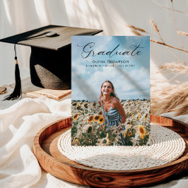 Modern Feminine Script Photo Studenten Inbjudningar