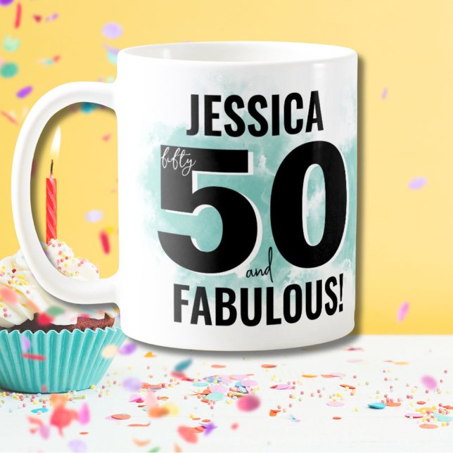 Modern femtio Fabulous femtionde födelsedag Kaffemugg (Fifty Fabulous 50th Birthday Coffee Mug)