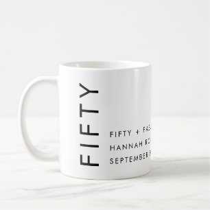 Modern femtio namn datum fetstil 50-årsfirande kaffemugg