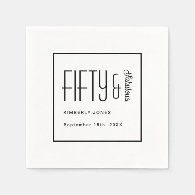 Modern femtio och fantastisk djärv 50-årsfest pappersservett (Framsidan)