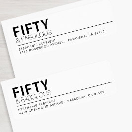 Modern femtio och fantastisk fet 50-årsfest returadress etikett
