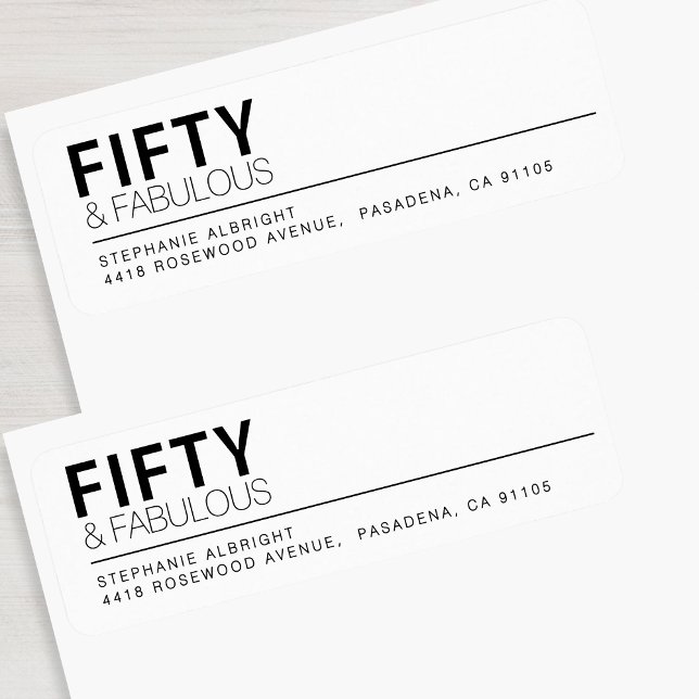 Modern femtio och fantastisk fet 50-årsfest returadress etikett (Skapare uppladdad)