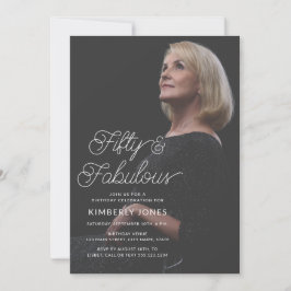 Modern femtio och fantastisk foto 50-årsfirande inbjudningar