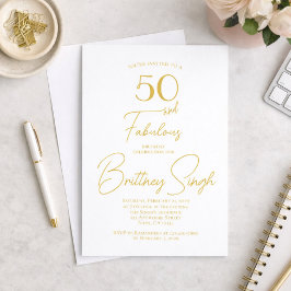 Modern femtio och fantastisk guld 50-årsfirande inbjudningar