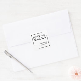 Modern femtio och fantastisk minimalistisk 50-årsd fyrkantigt klistermärke