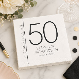 Modern femtio och fantastisk namn datum 50-årsdag pappersservett