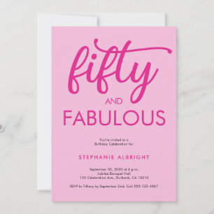 Modern femtio och fantastisk rosa 50-årsfest inbjudningar