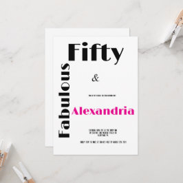 Modern femtio och fantastisk svart rosa födelsedag inbjudningar