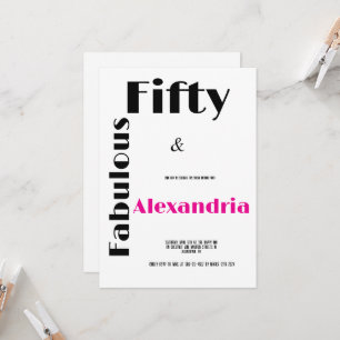 Modern femtio och fantastisk svart rosa födelsedag inbjudningar