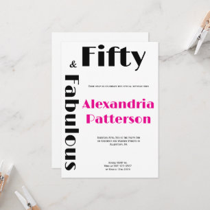 Modern femtio och fantastisk svart rosa födelsedag inbjudningar