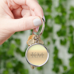 Modern femtioårsdag för Bröllop, Monogram Guld Rund Silverfärgad Nyckelring