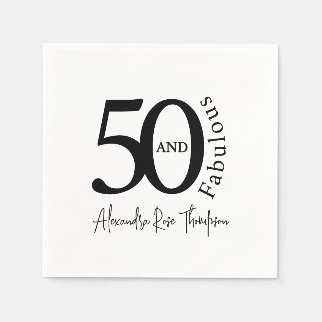 Modern femtioårsfest och fantastisk 50-årsdagskala pappersservett (Framsidan)