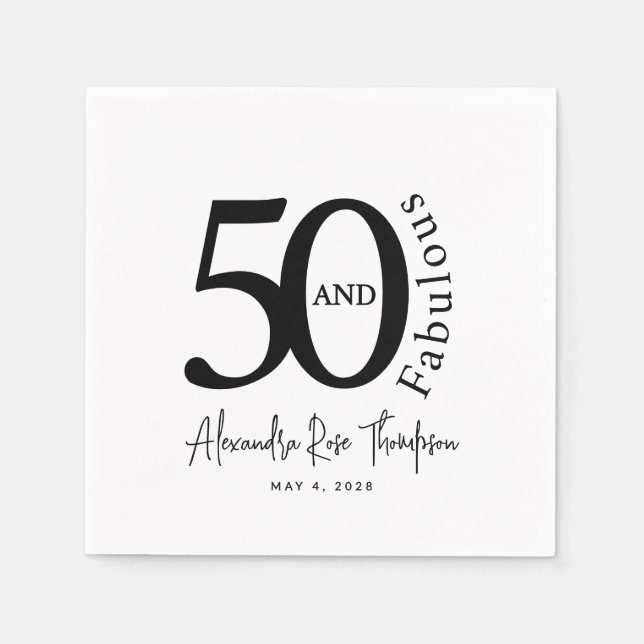 Modern femtioårsfest och fantastisk 50-årsdagskala pappersservett (Framsidan)