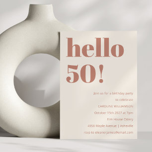 Modern femtioårsjubileum i fetstil Terracotta Inbjudningar