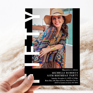 Modern femtionde Födelsedagsfest inbjudan-foto Inbjudningar