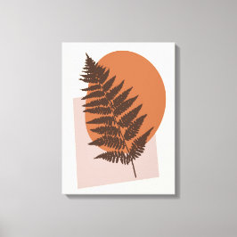 Modern Fern Silhouette Brown och Beige i mitten av Canvastryck