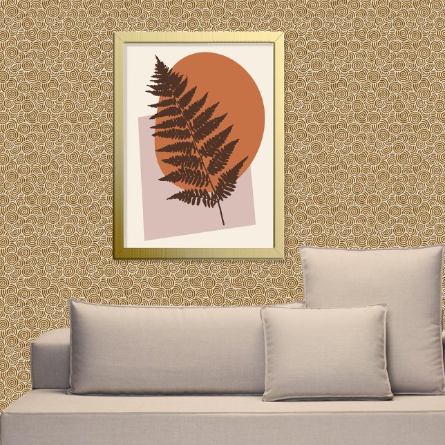 Modern Fern Silhouette Brown och Beige i mitten av Poster (Skapare uppladdad)